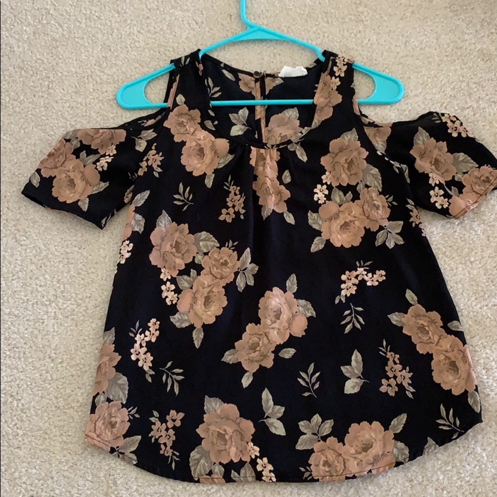 black floral off shoulder top